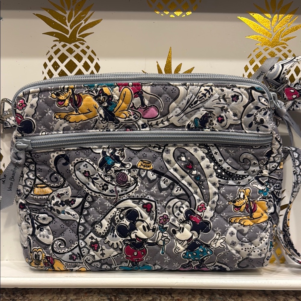 Disney Vera Bradley Gray Crossbody Bag with Mickey & Minnie